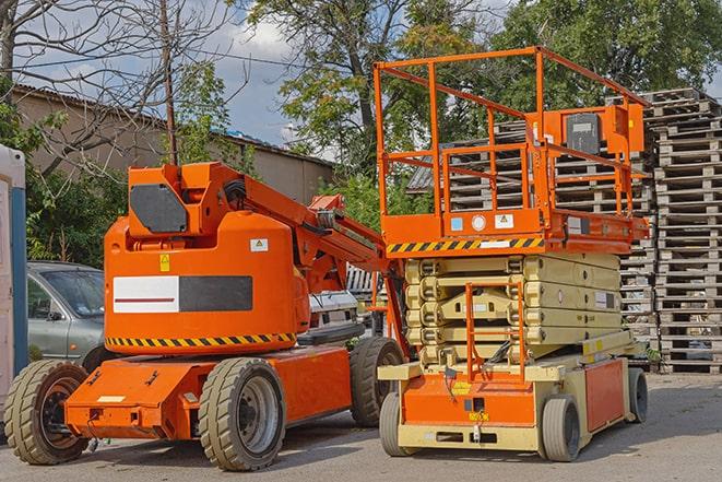 forklift truck transporting products in a warehouse in Amarillo